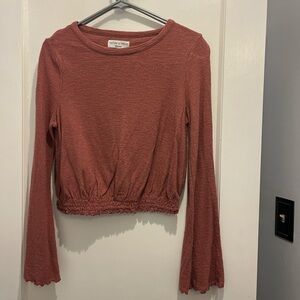 Madewell Rust Long Sleeve Crop Top